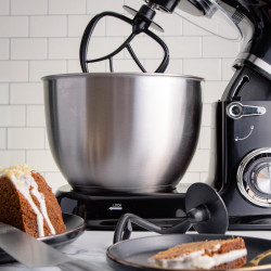 Πλανητικό μίξερ με μπολ από ανοξείδωτο χάλυβα Royalty Line RL-PKM1900.7, 1900W, 6,5 λίτρα, 6 ταχύτητες + Pulse, Προσαρτήματα, Μαύρο
