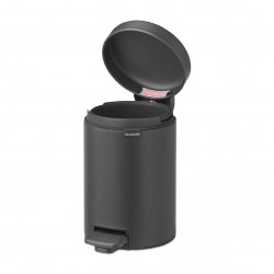 Brabantia NewIcon 1001102 Pedal Bin, 3 L, Soft-Close, Non-Slip Base, Mineral Finish, Dark Gray