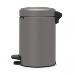 Brabantia NewIcon 1001096 Pedal Bin, 3 L, Soft-Close, Non-Slip Base, Mineral Finish, Gray