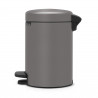 Cos de gunoi cu pedala Brabantia NewIcon 1001096, 3 L, Inchidere lina, Baza antiderapanta, Finisaj mineral, Gri