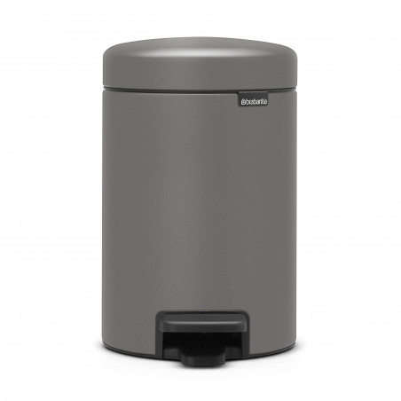 Cos de gunoi cu pedala Brabantia NewIcon 1001096, 3 L, Inchidere lina, Baza antiderapanta, Finisaj mineral, Gri