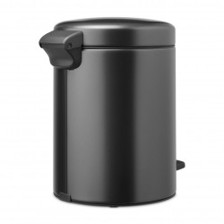 Κάδος απορριμμάτων με πεντάλ Brabantia NewIcon 1008838, 5 L, Ομαλό κλείσιμο, Αντιολισθητική βάση, Σκούρο γκρι