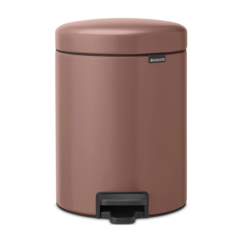 Brabantia NewIcon 1008841 Pedal Bin, 5 L, Soft-Close, Non-Slip Base, Satin Finish, Brown