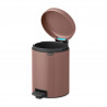 Brabantia NewIcon 1008841 Pedal Bin, 5 L, Soft-Close, Non-Slip Base, Satin Finish, Brown