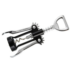 Τιρμπουσόν Fackelmann 49781, 16 cm, 2 σε 1, Μοχλός, Μπύρα και κρασί, Μαύρο/Ασημί