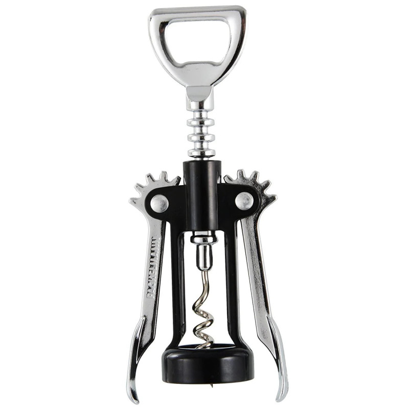 Τιρμπουσόν Fackelmann 49781, 16 cm, 2 σε 1, Μοχλός, Μπύρα και κρασί, Μαύρο/Ασημί