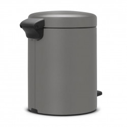 Brabantia NewIcon 1001097 Pedal Bin, 5 L, Soft-Close, Non-Slip Base, Mineral Finish, Gray