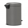 Brabantia NewIcon 1001097 Pedal Bin, 5 L, Soft-Close, Non-Slip Base, Mineral Finish, Gray