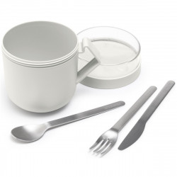 Ceasca pentru supa cu capac Brabantia Make&Take 1006295, 600+180 ml, Capac cu infiletare, Fara BPA, Gri