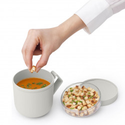 Κύπελλο σούπας με καπάκι Brabantia Make&Take 1006295, 600+180 ml, Καπάκι με βίδα, χωρίς BPA, Γκρι