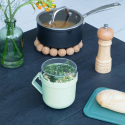 Ceasca pentru supa cu capac Brabantia Make&Take 1006294, 600+180 ml, Capac cu infiletare, Fara BPA, Verde