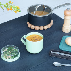 Ceasca pentru supa cu capac Brabantia Make&Take 1006294, 600+180 ml, Capac cu infiletare, Fara BPA, Verde