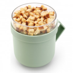 Ceasca pentru supa cu capac Brabantia Make&Take 1006294, 600+180 ml, Capac cu infiletare, Fara BPA, Verde