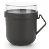 Κύπελλο σούπας με καπάκι Brabantia Make&Take 1006293, 600+180 ml, Καπάκι με βίδα, χωρίς BPA, Σκούρο γκρι