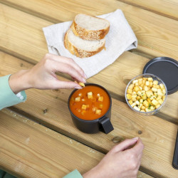 Brabantia Make&Take Soup Bowl with Lid 1006293, 600+180 ml, Screw-on Lid, BPA-Free, Dark Gray