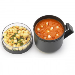 Brabantia Make&Take Soup Bowl with Lid 1006293, 600+180 ml, Screw-on Lid, BPA-Free, Dark Gray
