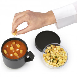 Κύπελλο σούπας με καπάκι Brabantia Make&Take 1006293, 600+180 ml, Καπάκι με βίδα, χωρίς BPA, Σκούρο γκρι