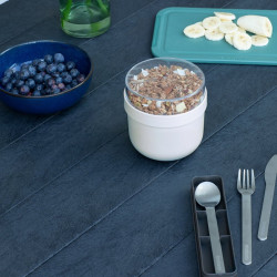 Купa за закуска Brabantia Make&Take 1006298, 500+180 мл, Винтово затваряне, Без BPA, Сив