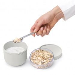 Brabantia Make&Take Breakfast Bowl 1006298, 500+180 ml, Screw-on Lid, BPA-Free, Gray