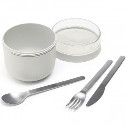 Купa за закуска Brabantia Make&Take 1006298, 500+180 мл, Винтово затваряне, Без BPA, Сив
