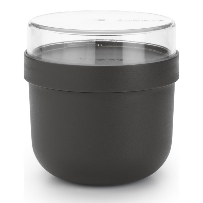 Brabantia Make&Take Breakfast Bowl 1006296, 500+180 ml, Screw-on Lid, BPA-Free, Dark Gray