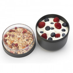 Brabantia Make&Take Breakfast Bowl 1006296, 500+180 ml, Screw-on Lid, BPA-Free, Dark Gray