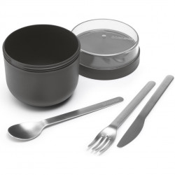 Cupa alimentara Brabantia Make&Take 1006296, 500+180 ml, Inchidere cu filet, fFara BPA, Gri închis