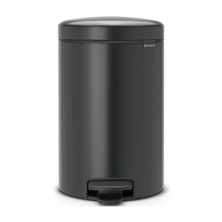 Κάδος με πεντάλ Brabantia NewIcon 1008842, 12 L, Ομαλό κλείσιμο, Αντιολισθητική βάση, Σκούρο γκρι