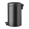 Κάδος με πεντάλ Brabantia NewIcon 1008842, 12 L, Ομαλό κλείσιμο, Αντιολισθητική βάση, Σκούρο γκρι