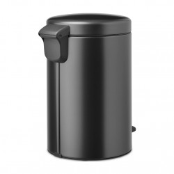 Cos de gunoi cu pedala Brabantia NewIcon 1008842, 12 L, Inchidere lina, Baza antiderapanta, Gri inchis