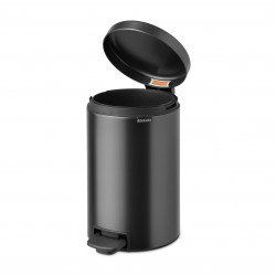 Cos de gunoi cu pedala Brabantia NewIcon 1008842, 12 L, Inchidere lina, Baza antiderapanta, Gri inchis