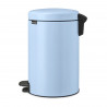 Κάδος με πεντάλ Brabantia NewIcon 1005532, 12 l, Ομαλό κλείσιμο, Αντιολισθητική βάση, Γαλάζιο