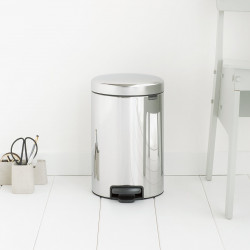 Brabantia NewIcon 649033 Pedal Bin, 12 L, Soft-Close, Non-Slip Base, Metal Inner Bin, Stainless Steel