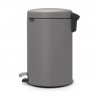 Cos de gunoi cu pedala Brabantia NewIcon 1001090, 12 L, Inchidere lina, Baza antiderapanta, Finisaj mineral, Gri