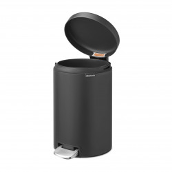 Κάδος με πεντάλ Brabantia NewIcon 649741, 12 l, Ομαλό κλείσιμο, Αντιολισθητική βάση, Ορυκτή επίστρωση, Σκούρο γκρι