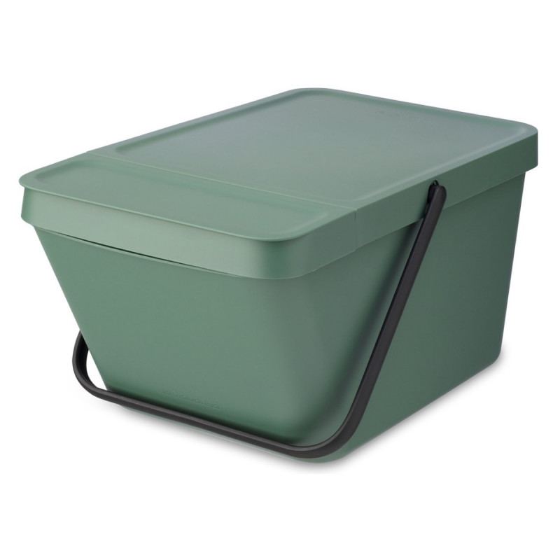 Brabantia Sort&Go 1006309 Recycling Bin, 20 L, Stackable, Dark Green