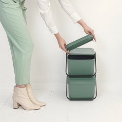 Brabantia Sort&Go 1006309 Recycling Bin, 20 L, Stackable, Dark Green