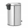 Cos de gunoi cu pedala Brabantia NewIcon 649031, 12 L, Inchidere lina, Baza antiderapanta, Rezistent la amprente, Inox