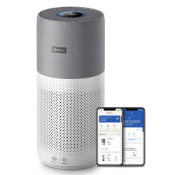 Пречиствател за въздух Philips AC3033/10, SMART, Wi-Fi, 55W, За до 135 м2, HEPA, Интелигентни сензори, Бял/сив