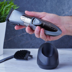 Κουρευτική μηχανή Oliver Voltz OV51810C, 3W, Wireless, Λεπίδες τιτανίου, Γκρι