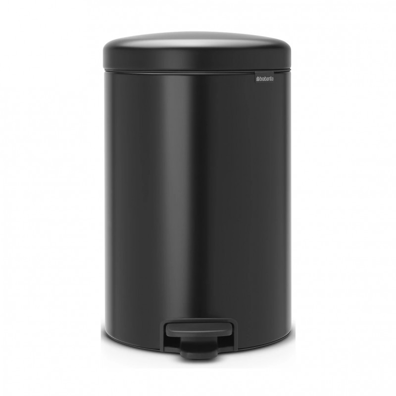 Кош за боклук с педал Brabantia NewIcon 649044, 20 л, Плавно затваряне, Противоплъзгаща основа, Черен