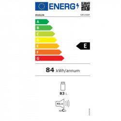 Ψυγείο Muhler S851NWE, 83 l, SN/N/ST, Class E, R600A, Αναστρέψιμη πόρτα, Λευκό