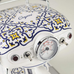 Espressor manual Ariete Capri 1389/1C, 850W, 15 bar, 0.9 L, Spumare lapte, Cafea macinata si doze ESE, Alb/Albastru