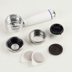 Ariete Positano 1389/1P Coffee Machine, 850W, 15 bar, 0.9 L, Milk Frother, Ground Coffee and ESE Pods, White/Yellow