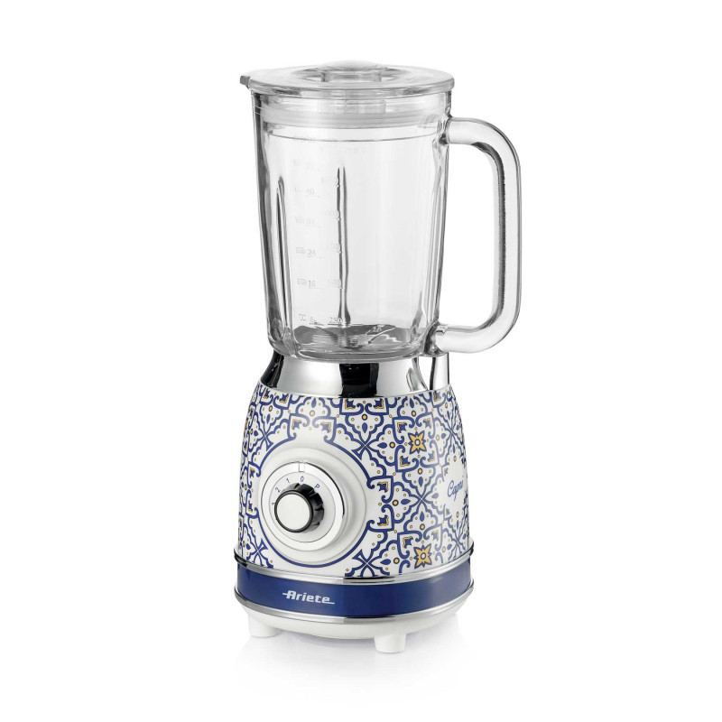 Blender Ariete Capri 0583/0C, 1000W, 1.5 L, 4 viteze + pulse, Zdrobire gheata, Alb/Albastru