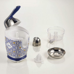 Ariete Capri JUICER 0413/0C Citrus Juicer, 85W, Metal Body, Quiet Operation, 2 Attachments, White/Blue