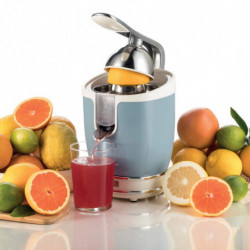 Πρέσα εσπεριδοειδών Ariete VINTAGE JUICER 0413/05, 85W, Μεταλλικό σώμα, Αθόρυβη λειτουργία, 2 εξαρτήματα, Μπλε