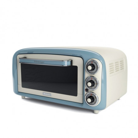 Ariete VINTAGE 0979/05 Electric Oven, 1380 W, 18 L, 3 settings, Up to 230°C, Double-paned glass, 60-minute timer, White/Light Blue