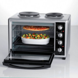 Cuptor electric cu 2 plite Ariete Bon Cuisine 995, 1500W, 40 L, Timer, 4 trepte de coacere, Inox