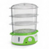 Aparat gatire la aburi Ariete HEALTHY STEAM 0911/01, 800W, 9 L, 3 recipiente, Timer, Alb/Verde